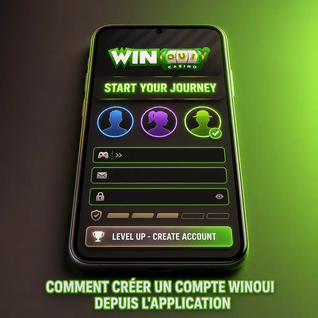 Écran d'inscription de l'application Winoui